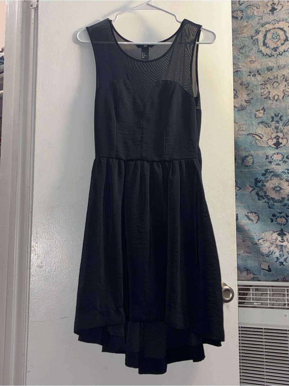 H&M Black Sleeveless High-Low Mesh Yoke Dress